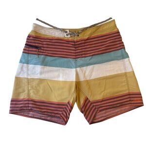 Patagonia Wavefarer Multi-Color Striped Board Short Swim Surf Men's 38
